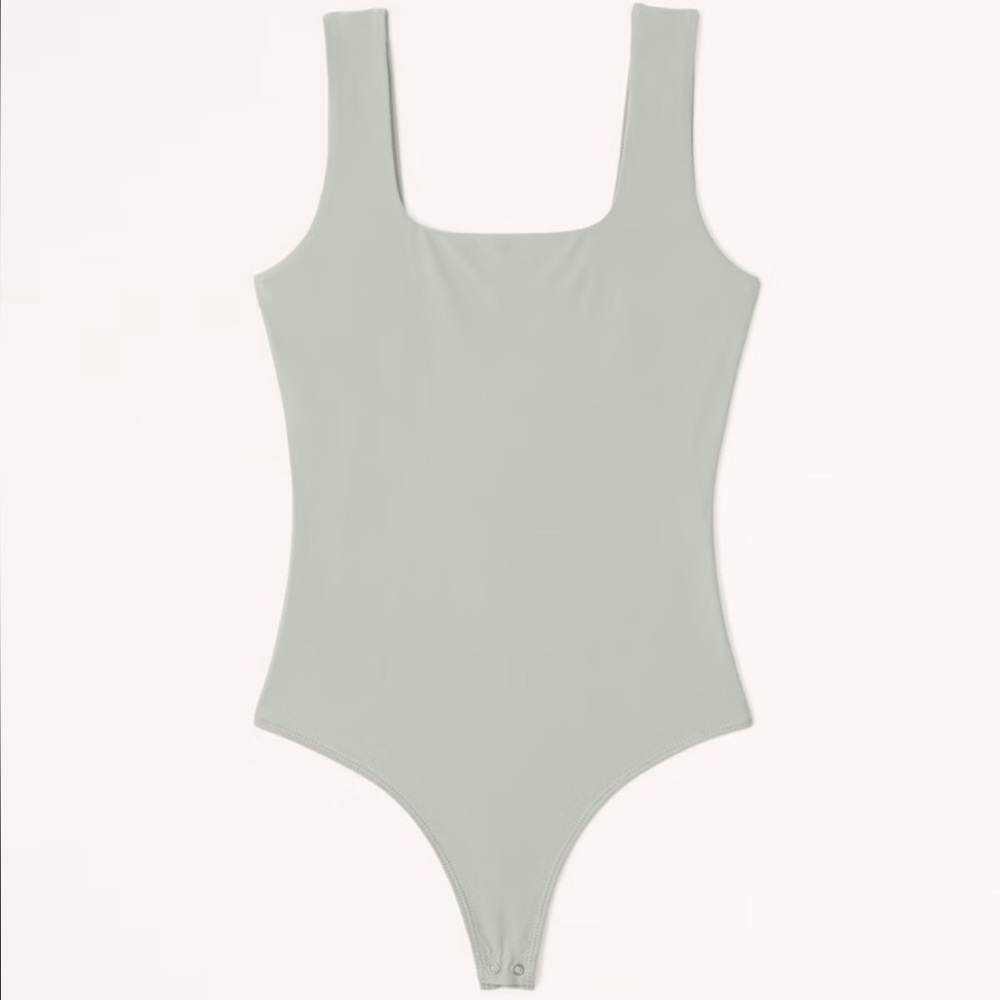 Abercrombie & Fitch Soft Matte Seamless Square Neck Bodysuit Sage Green, Size S